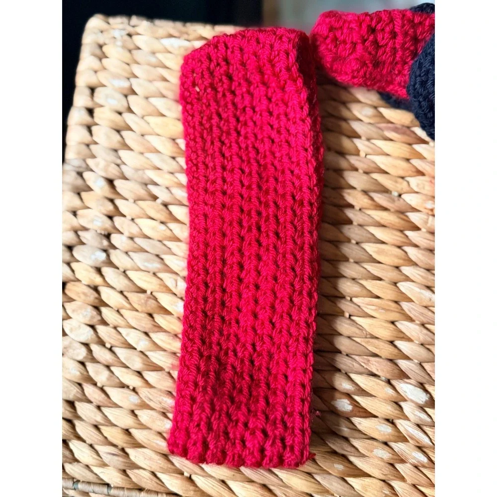 Handmade Race Car Crochet Hat Scarf Mittens Set Kids Red Lightning Bolt